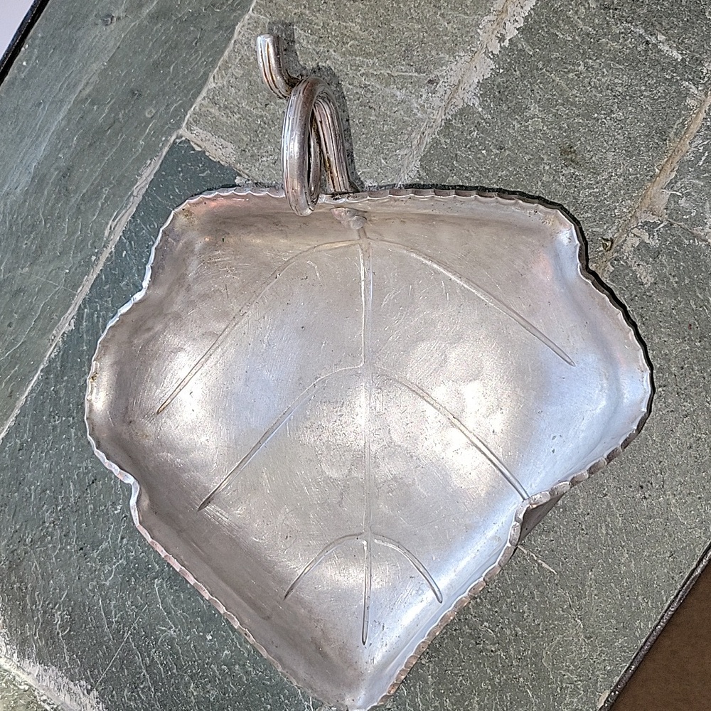 Vintage Hammered Aliuminun  Leaf Shaped Dish. B. W. Buenilum.